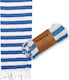 Pestemal Beach Towel Pareo Cotton Blue With Fringes 180x90cm