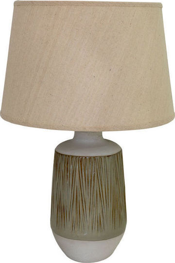 Zen Collection Keramik Tischlampe mit Beige Schirm und Braun Basis