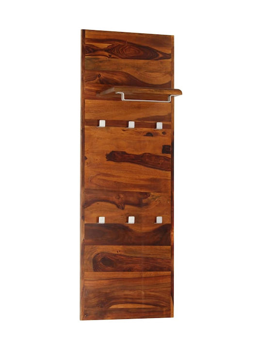 vidaXL Wooden Wall Hanger with 6 Slots Brown 40x4x118cm 1pc