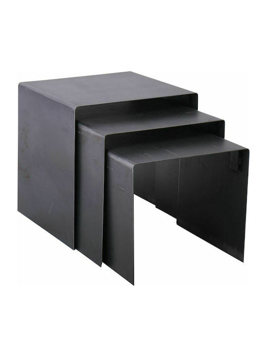 Rectangular Set Zigon Iron Metalic Negru 3buc L45xP50xH45cm.