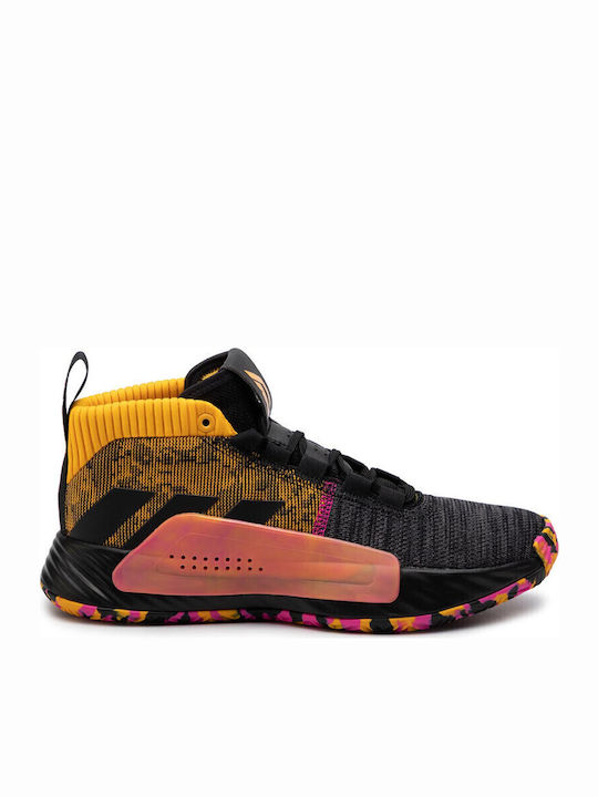 Dame 5 High Basketball Shoes Core Black / Shock Pink