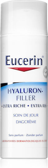 Eucerin Hyaluron-Filler Extra Rich Cremă de Față de Zi cu SPF15 pentru Hidratare și Anti-îmbătrânire cu Acid Hialuronic și Colagen 50ml