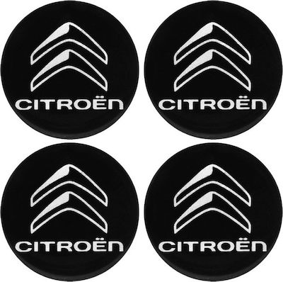 Adhesive Badges with Enamel Coating Citroen 5.5cm for Car Rims in Black Colour 4pcs