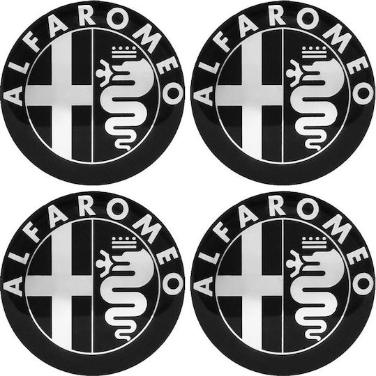 Стикери Знаци на кола с емайлно покритие Alfa Romeo 5.5см за джанти на кола в Черен цвят 4бр