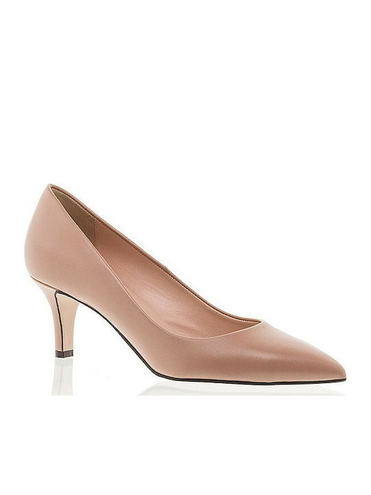 Mourtzi Leather Pointed Toe Nude Medium Heels