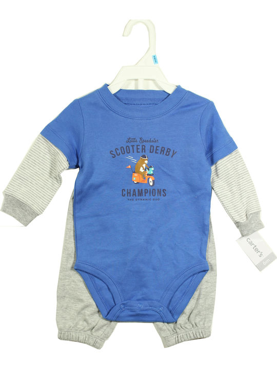 Carter's Baby Bodysuit Set Long-Sleeved with Pants Blue 2pcs