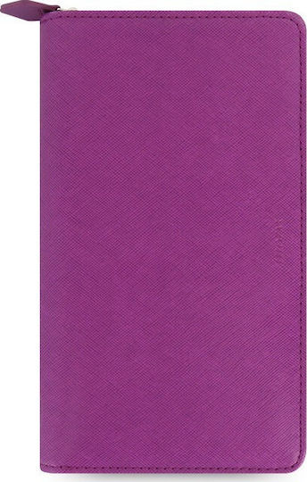 Filofax Saffiano Personal Compact Zip Weekly Organizer Purple Leather 20.8x20.8cm