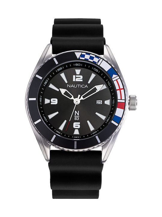 Nautica N83 Urban Surf Watch Battery with Black Rubber Strap