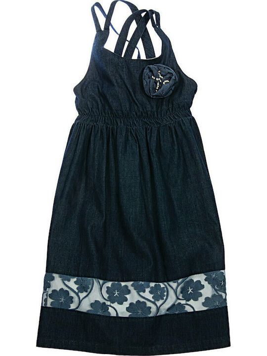 Funky Kids Dress Denim Sleeveless Navy Blue