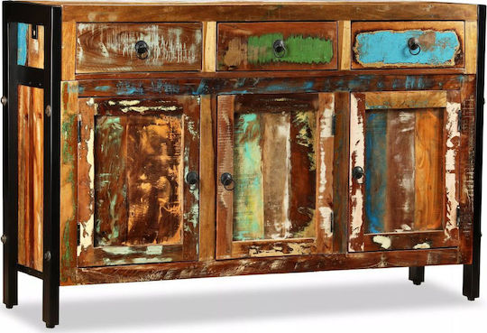 Wooden Buffet with Drawers Ανακυκλωμένο Ξύλο L120xW35xH76cm