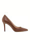 Mourtzi Leather Pointed Toe Brown Heels