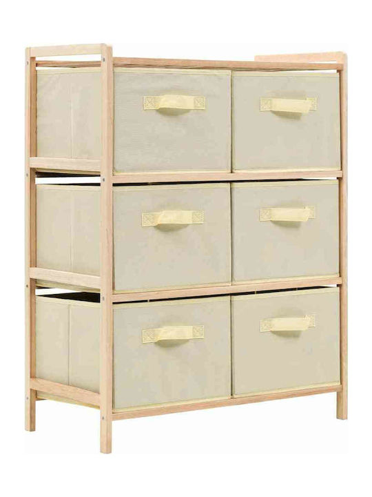 Storage Drawers with 6 Drawers Φυσικό / Λευκό L59xW28xH75cm