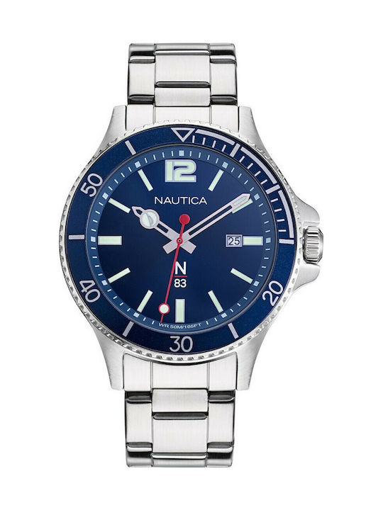 Nautica Uhr Batterie mit Silber Metallarmband NAPABS909