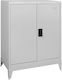 Double Door Wardrobe Metallic Galvanized with 3 Shelves 90x45x132cm