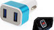 AMiO Car Charger 3A with Ports: 2xUSB and Voltmeter White Color