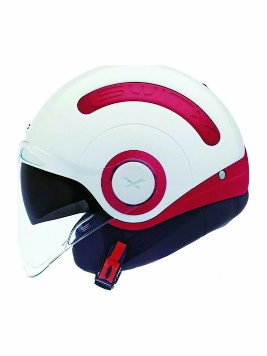 Nexx SX.10 Plain Red-white Κράνος Μηχανής Jet 1200gr με Sunvisor