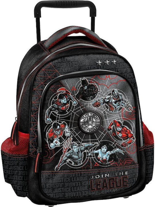 Graffiti Justice League School Bag Trolley Kindergarten Black with Water bottle holder