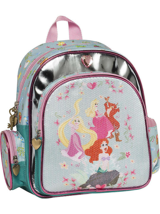 Graffiti Princess Kindergarten School Backpack Light Blue