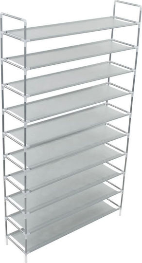Metalică Suport pentru pantofi cu 10 Rafturi Argint L100xW29.5xH170cm