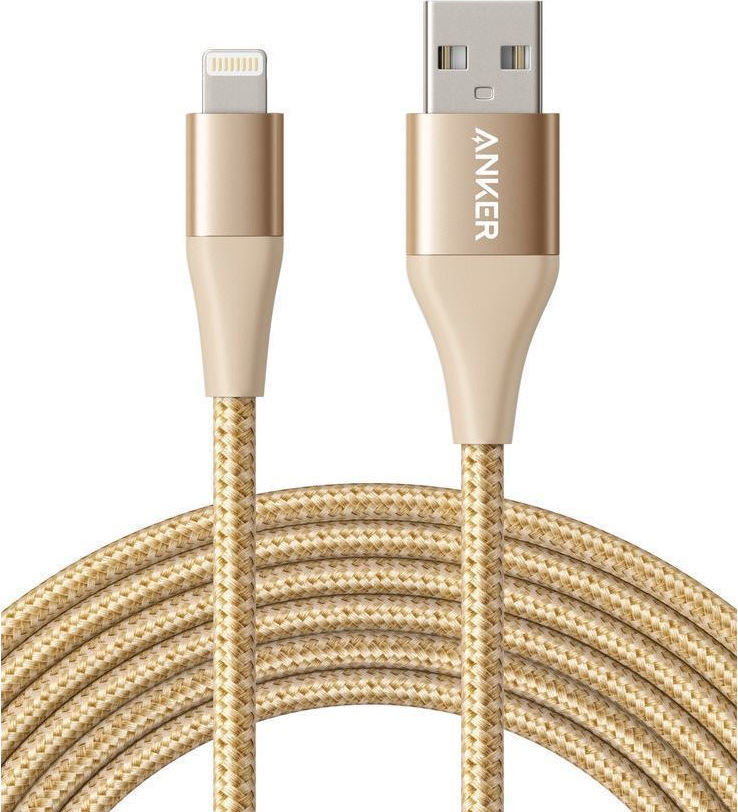 Anker Braided USB to Lightning Cable Χρυσό 3m (A84540B1) Skroutz.gr