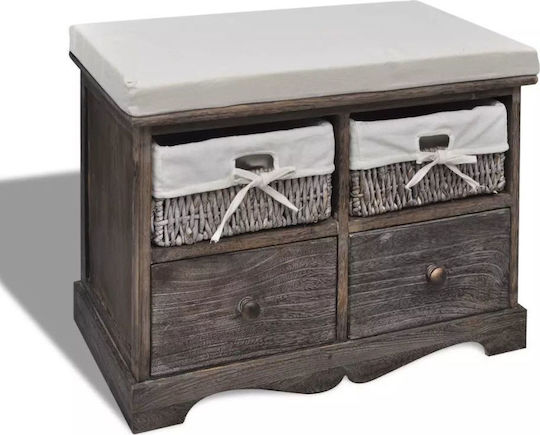 Entry Furniture with Bench Paulonia wood 62x33x42cm