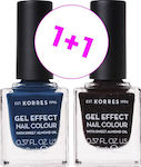Korres 1+1 Gel Effect Colour Gloss Set Βερνίκια Νυχιών 84 Indigo Blue & 77 Sequins Plum