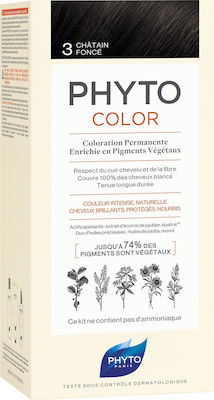 Phyto Phytocolor Set Hair Dye no Ammonia 3.0 Dark Brown 50ml