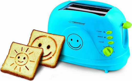 Esperanza Smiley Φρυγανιέρα 2 Θέσεων 750W Μπλε