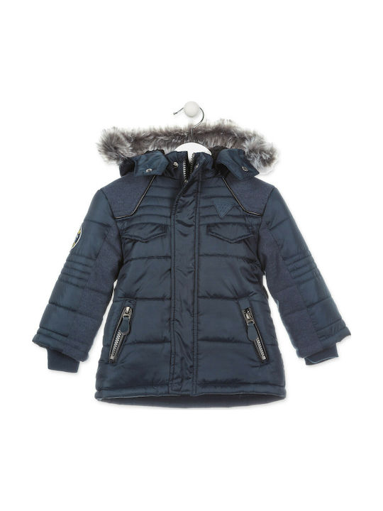 Losan Kids Quilted Jacket Short with Hood Navy Blue 825-2002AC