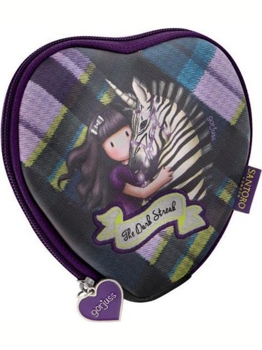 Santoro Tartan Heart Παιδικό Πορτοφόλι Κερμάτων με Φερμουάρ Μωβ