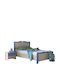 Νο 3 Kinderbett Klassisch Einzeln Hellblau für Matratze 90x190cm