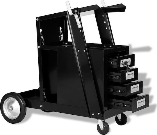 vidaXL Wheeled Metallic Tool Carrier with 4 Drawers W73.5xD42xH72cm