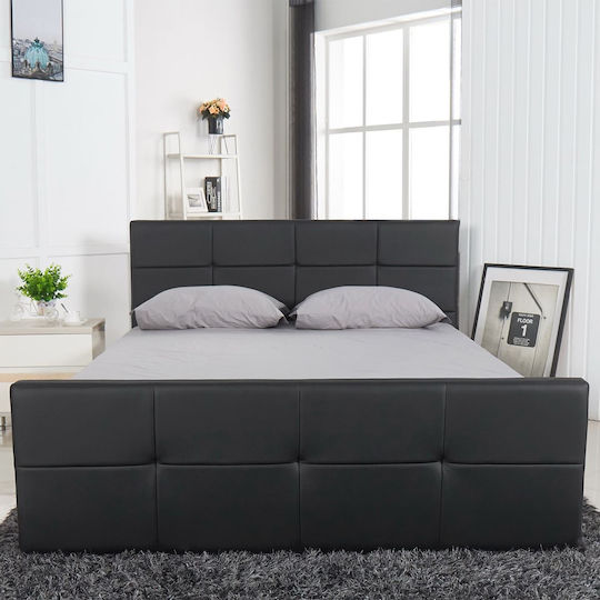 Anemone Bett Übergröße Mit Kunstleder bezogen Schwarz für Matratze 160x200cm