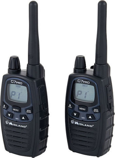 Midland G7 Pro PMR Wireless Transceiver with Monochrome Display Black 2pcs