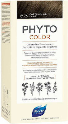 Phyto Phytocolor Set Vopsea de Păr fără amoniac 5.3 Maro Auriu deschis 50ml