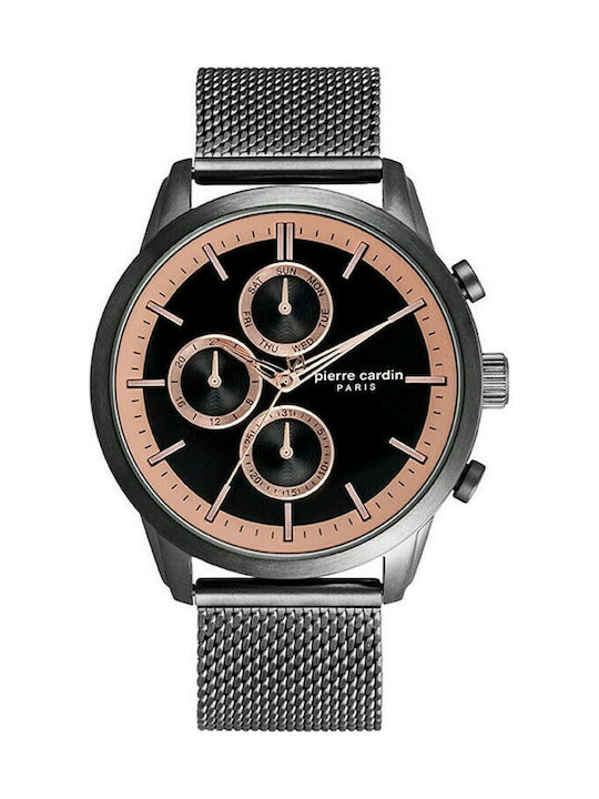 Pierre Cardin Champerret Multifunction Watch Chronograph Battery with Black Metal Bracelet