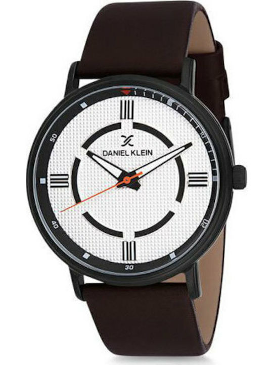 Daniel Klein Premium Ανδρικό Ρολόι 43mm Μπαταρίας με Καφέ Δερμάτινο Λουράκι