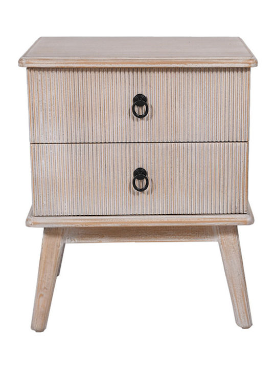 Bedside Table Beige 45x32x55cm