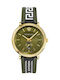 Versace V-Circle Watch Battery with Green Leather Strap