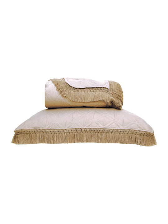 Borea Dahlia Set Coverlet Queen Size from Polyester Ecru 220x240cm 3pcs