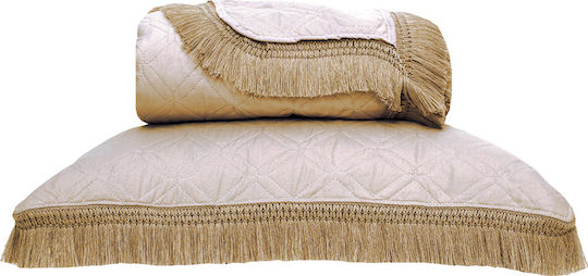 Borea Dahlia Set Coverlet Queen Size from Polyester Ecru 220x240cm 3pcs