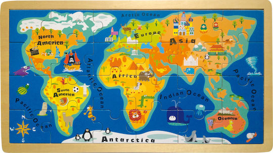 Wooden Kids Puzzle World Map 24pcs Small Foot