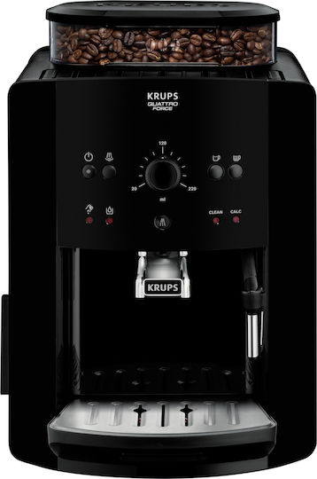 Krups Picto Arabica Automatic Espresso Coffee Machine 1450W Pressure 15bar with Grinding Burr Black EA8110
