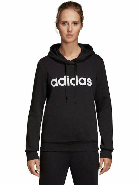 adidas Essentials Linear Φούτερ Μαύρο με Κουκούλα