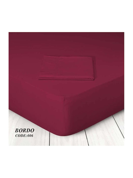 Marwa Sheet for Single Bed with Elastic 100x200+25cm. 006 Bordeaux