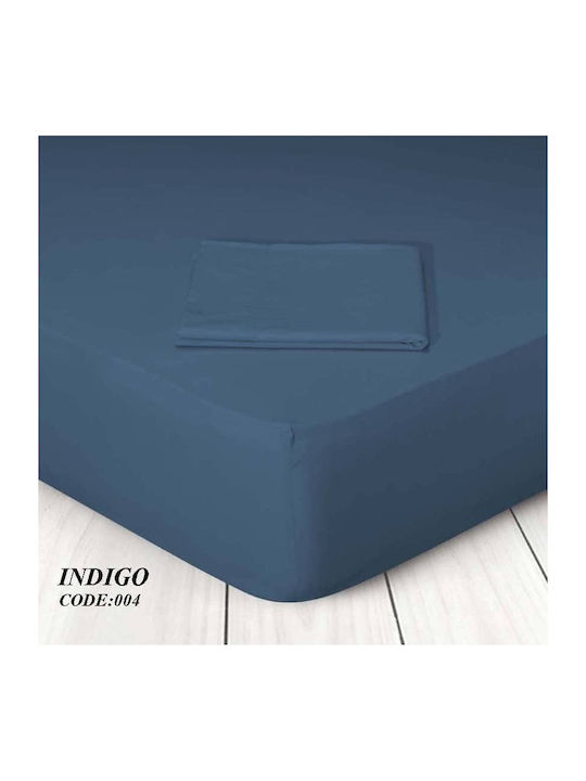 Marwa Sheet King Size with Elastic 180x200+25cm. 004 Indigo