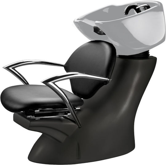 Eurostil Stationärer Friseurs Waschbecken mit einer schwarzen Stuhl M76xB48xH41cm