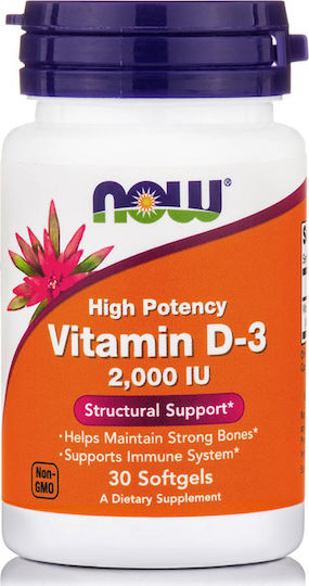 Now Foods Vitamin D-3 Vitamin for Immune System Boost & Bone Health 2000iu 30 softgels