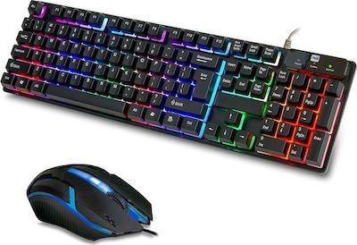 CMK-188 Set Tastatură de Gaming cu iluminare RGB & Mouse Negru