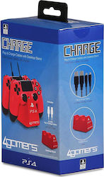 4Gamers Dual Charge 'N' Stand Charging Station for PS4 Red